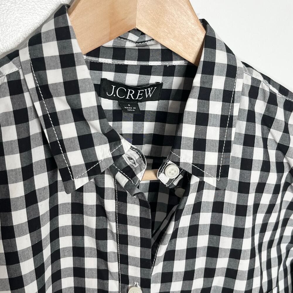 J.Crew Black White Gingham Button Front Cotton Shirt Size 4 - Picture 5 of 10